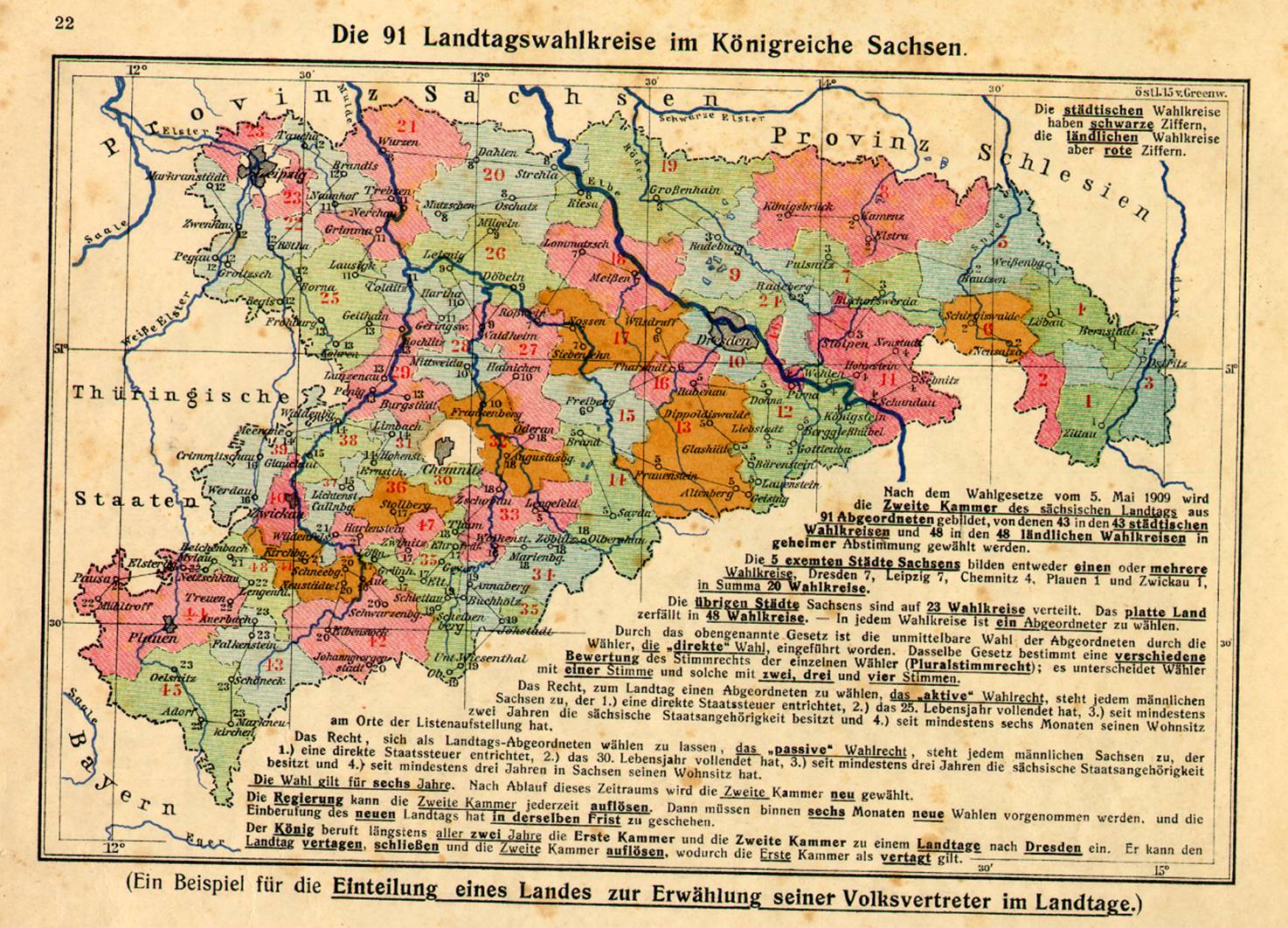 Map S.11.1 Landtag Constituencies in Saxony, 1909